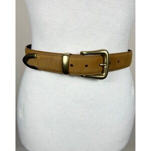 Lejon Belt Women S Tan Nubuck Leather Nordstrom Brass Buckle Tip USA VTG 80s 90s